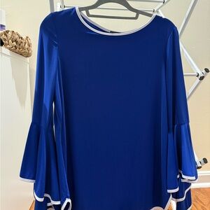 Coco Bianco Royal Blue Blouse with Flared Sleeves